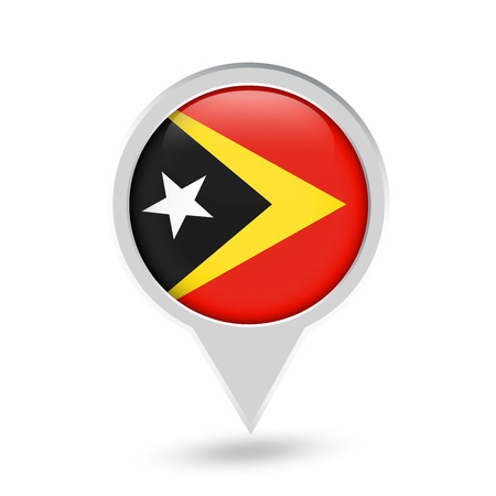 East Timor Flag Round Pin Icon. Vector icon.のイラスト素材
