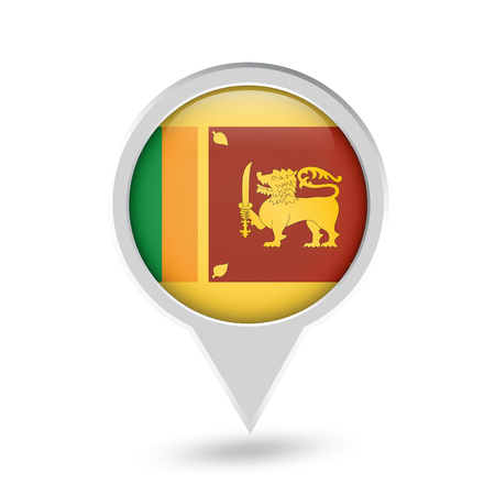 Sri Lanka Flag Round Pin Icon. Vector icon.のイラスト素材