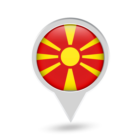 Macedonia Flag Round Pin Icon. Vector icon.のイラスト素材