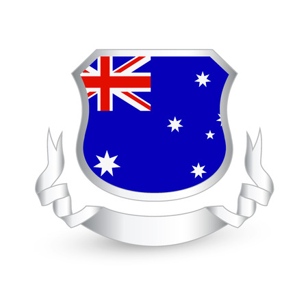 Australia flag in shield. Vector illustration.のイラスト素材