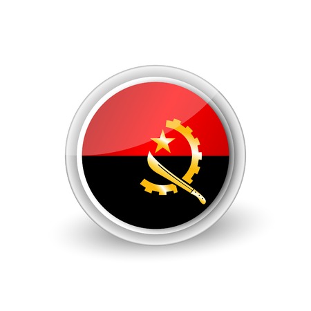 A Vector rounded flag button icon of Angolaのイラスト素材