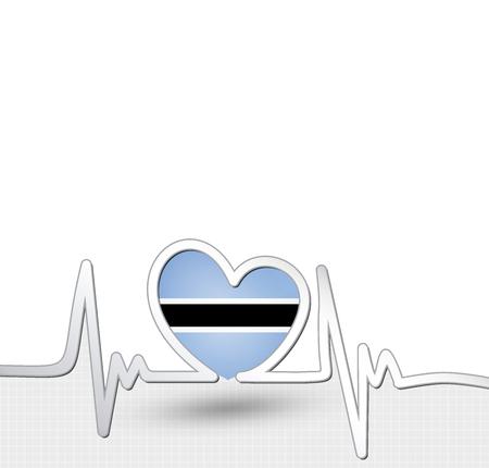 Botswana flag heart and heartbeat lineのイラスト素材
