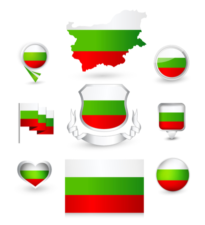 Bulgaria Flag Collection. Vector icon set.のイラスト素材