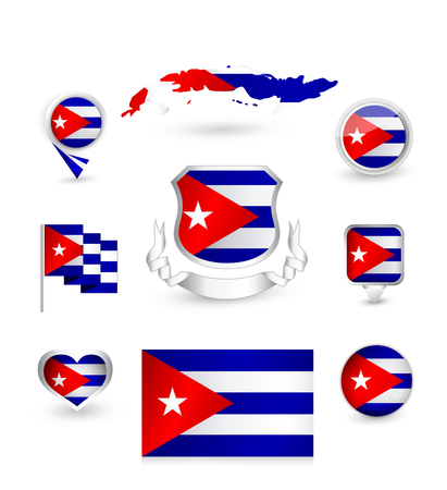 Cuba Flag Collection icon setのイラスト素材
