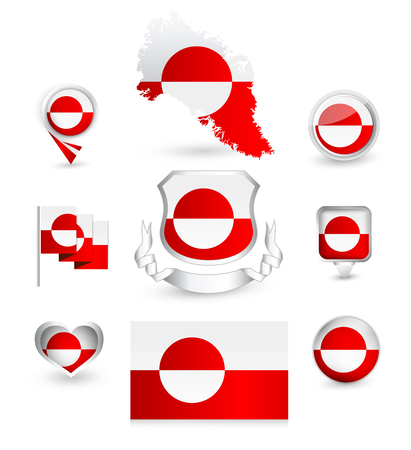 Greenland Flag Collection icon setのイラスト素材
