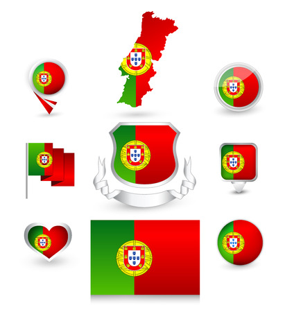 Portugal Flag Collection. Vector icon set.のイラスト素材