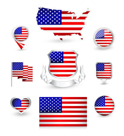 USA Flag Collection icon setのイラスト素材