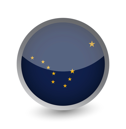 Alaska Flag Round Glossy Icon. Vector illustration.のイラスト素材