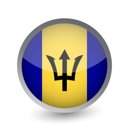 Barbados Flag Round Glossy Icon. Vector illustration.のイラスト素材