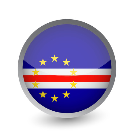 Cape Verde Flag Round Glossy Icon. Vector illustration.のイラスト素材