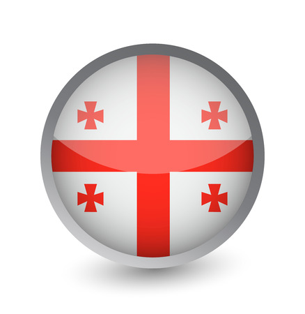 Georgia Flag Round Glossy Icon. Vector illustration.のイラスト素材