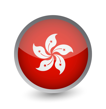 Hong Kong Flag Round Glossy Icon. Vector illustration.のイラスト素材
