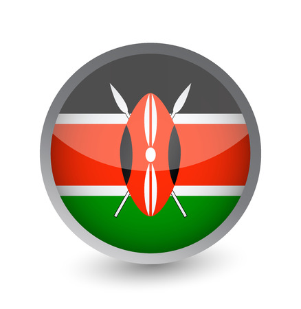 Kenya Flag Round Glossy Icon. Vector illustration.のイラスト素材