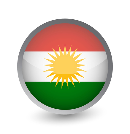 Kurdistan Flag Round Glossy Icon. Vector illustration.のイラスト素材