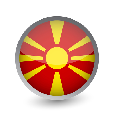 Macedonia Flag Round Glossy Icon. Vector illustration.のイラスト素材