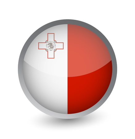 Malta Flag Round Glossy Icon. Vector illustration.のイラスト素材