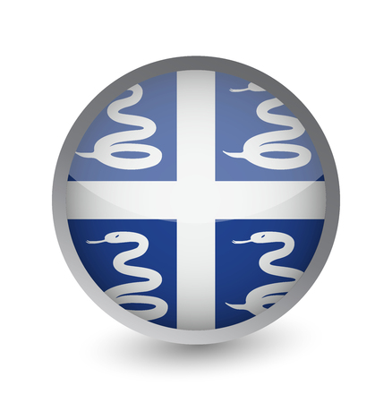 Martinique Flag Round Glossy Icon. Vector illustration.のイラスト素材