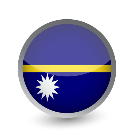 Nauru Flag Round Glossy Icon. Vector illustration.のイラスト素材