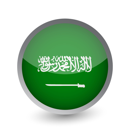 Saudi Arabia Flag Round Glossy Icon. Vector illustration.のイラスト素材