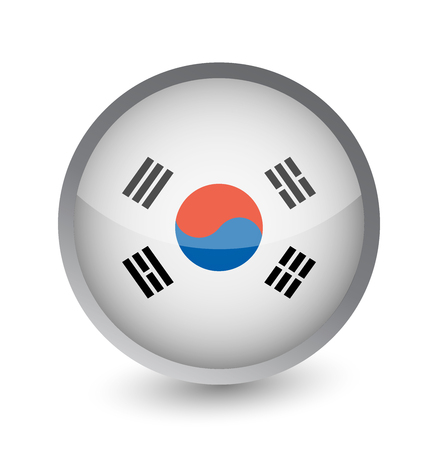 South Korea Flag Round Glossy Icon. Vector illustration.のイラスト素材