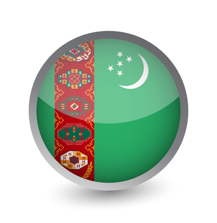 Turkmenistan Flag Round Glossy Icon. Vector illustration.のイラスト素材