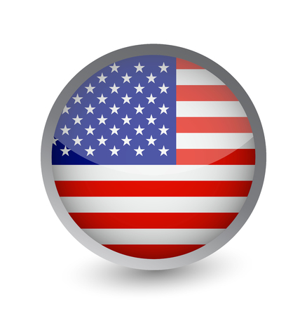USA Flag Round Glossy Icon. Vector illustration.のイラスト素材