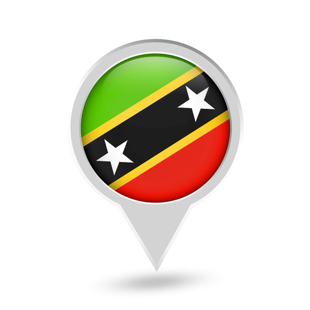 Saint Kitts and Nevis Flag Round Pin Icon. Vector icon.のイラスト素材