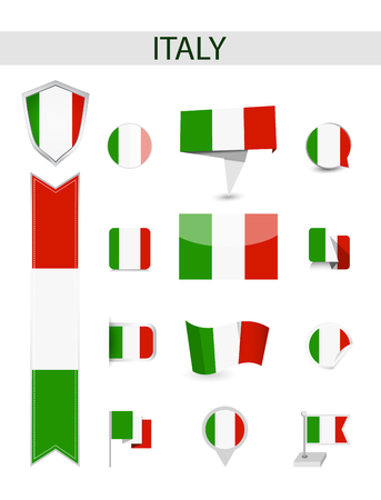 Italy Flag Collection. Flat flags vector illustration.のイラスト素材