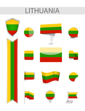 Lithuania Flag Collection. Flat flags vector illustration.のイラスト素材