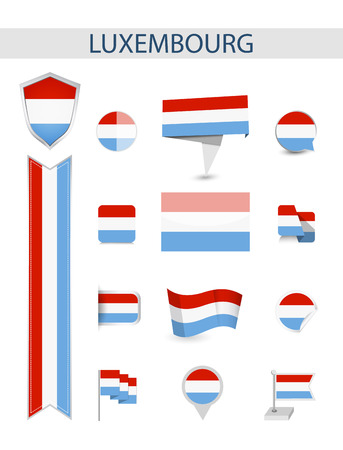 Luxembourg Flag Collection. Flat flags vector illustration.のイラスト素材