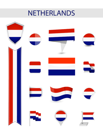 Netherlands Flag Collection. Flat flags vector illustration.のイラスト素材