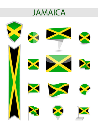 Jamaica Flag Collection. Flat flags vector illustration.のイラスト素材