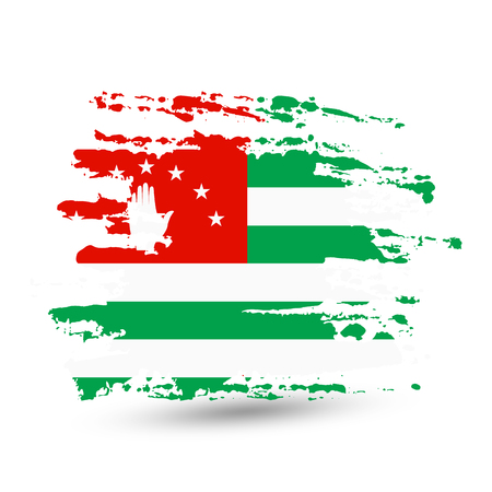 Grunge brush stroke with Abhazia national flag. Watercolor painting flag, poster, banner of the national flag. Vector isolated on white background.のイラスト素材