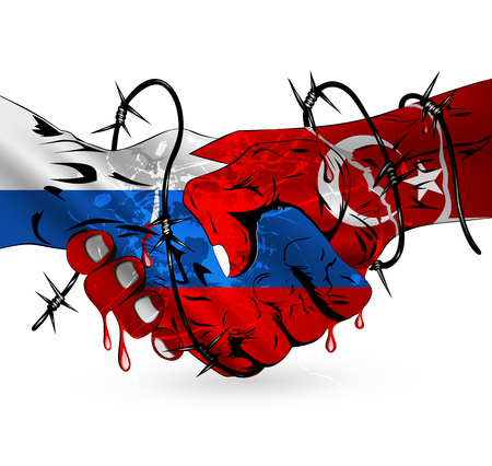 Russia-Turkey Conflict Creative Illustrationのイラスト素材