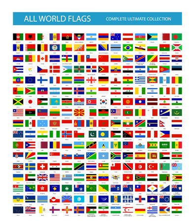 All Vector World Country Flags. All flags are organized by layers with each flag on a single layer properly named.のイラスト素材