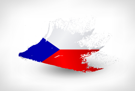 Brush painted flag of Czech Republic. Hand drawn style illustration with a grunge effect.のイラスト素材