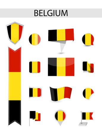 Belgium Flag Collection. Flat flags vector illustration.のイラスト素材