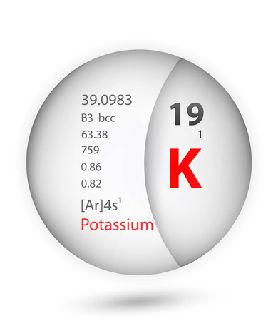 Potassium icon in badge style. Periodic table element Potassium icon. One of Chemical signs collection icon can be used for UI/UX on white background.のイラスト素材