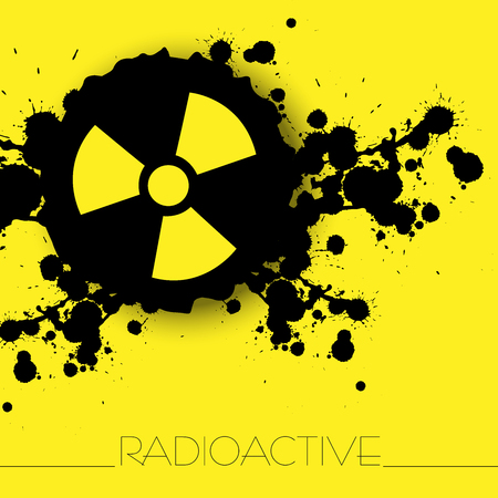 Radiation danger warning background with abstract blots and radiation sign.のイラスト素材