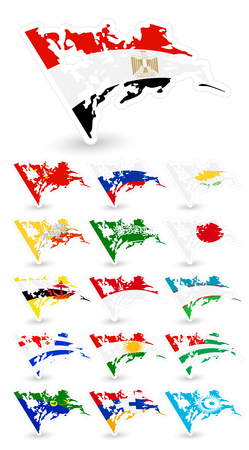Bad condition flags of Asia. Set 4.All elements are separated in editable layers clearly labeled.のイラスト素材