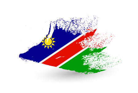 Hand drawn style flag of Namibia. Brush painted illustration with a grunge effect.のイラスト素材