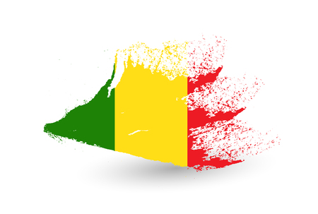 Hand drawn style flag of Mali. Brush painted illustration with a grunge effect.のイラスト素材