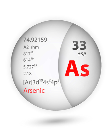 Arsenic icon in badge style. Periodic table element Arsenic icon. One of Chemical signs collection icon can be used for UI/UX on white background.のイラスト素材