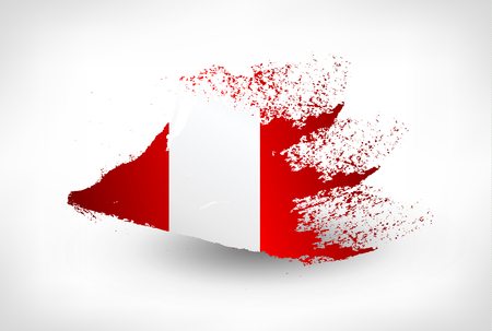 Brush painted flag of Peru. Hand drawn style illustration with a grunge effect.のイラスト素材