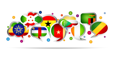 Africa countries bubble speech shapes. Set 4. Vector illustration.のイラスト素材