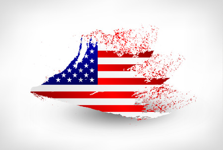 Brush painted flag of the USA. Hand drawn style illustration with a grunge effect.のイラスト素材
