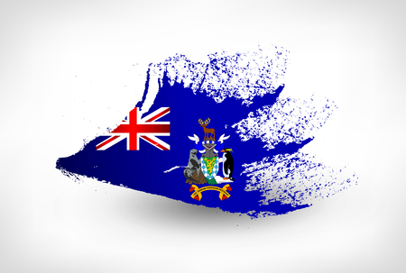Brush painted flag of South Georgia and the South Sandwich Islands. Hand drawn style illustration with a grunge effect.のイラスト素材