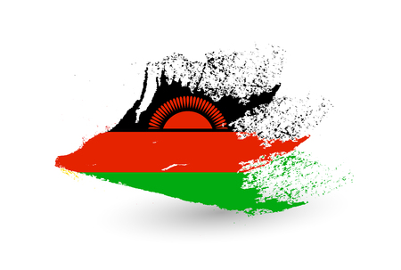 Hand drawn style flag of Malawi. Brush painted illustration with a grunge effect.のイラスト素材