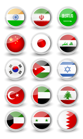 Glossy rounded flag set of Asia. Part 1のイラスト素材