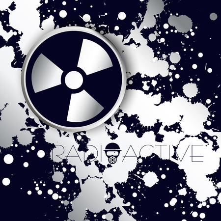 Nuclear danger warning background with abstract blots and gas mask icon 2.のイラスト素材